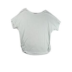 Michael Stars O/S Light Blue Ribbed Short Sleeve Dolman Sleeve Top Ruched Side